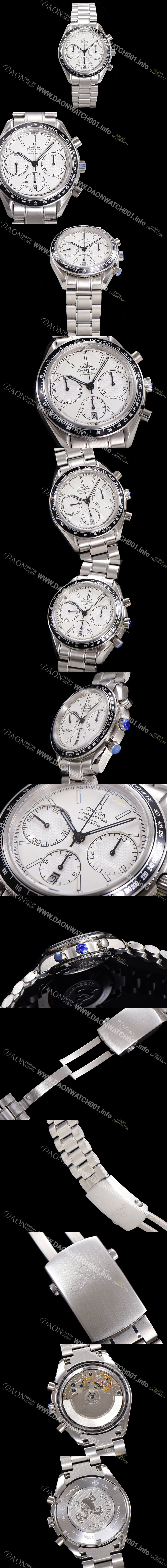 홍콩명품 [오메가] 남성용시계 뉴 레이싱 크로노 스프드마스터 레이싱 크로노그래프 오토매틱 ETA7750-2 타입 40mm 메탈줄시계 화이트다이얼 omg8622