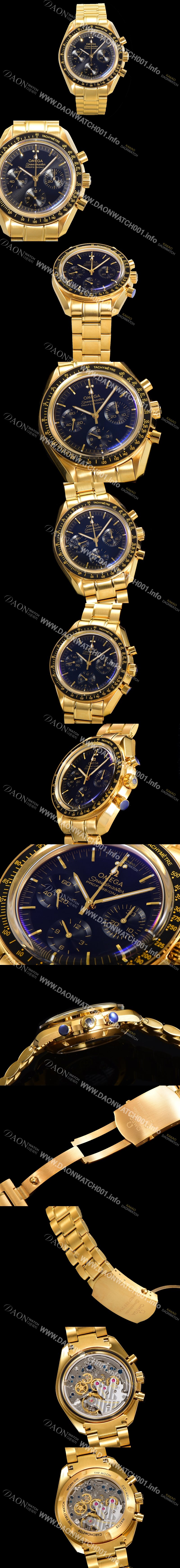 홍콩명품 [오메가] 남성용 스피드마스터 문워치  프로페셔널 수동기계식 1861타입  42mm 18K 옐루골드 메탈줄 블랙다이얼 omg42929