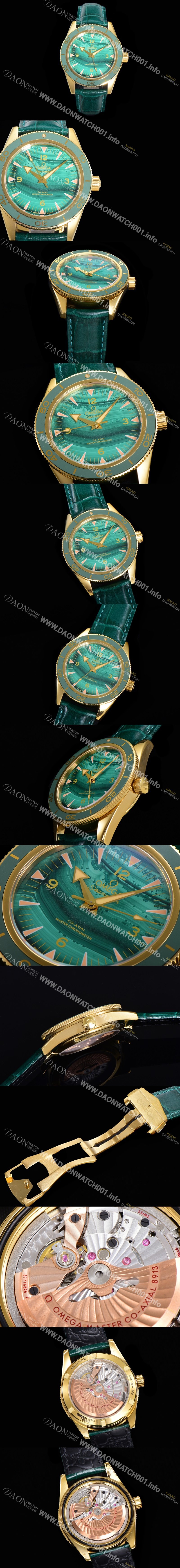 홍콩명품 [오메가]남성용 2021 씨마스터 300 Co-Axial 크로노미터 234.63.41.21.99.001 옐로우골드 오토매틱 므브먼트 41mm 그린다이얼 OMG12800