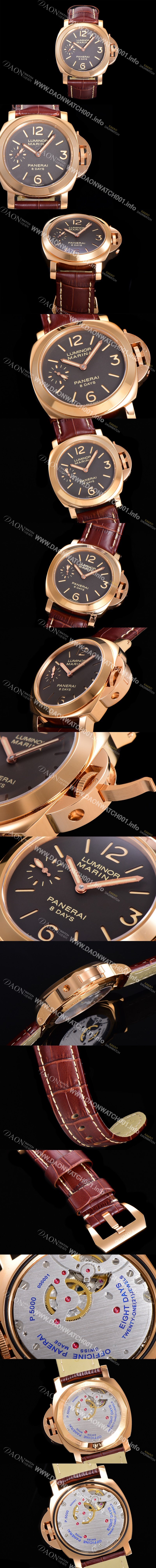 홍콩명품 [파네라이] 남성용 루미노르 PAM00511 마리나 로즈골드 8 Days 브라운다이얼 44mm 수동형 무브먼트 PAN03362
