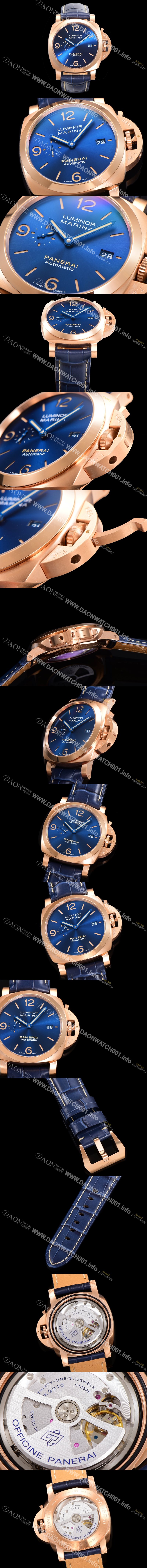 홍콩명품 [파네라이] 남성용 루미노르 1950 3데이 마리나 18K 로즈골드 PAM01114 오토매틱 44미리 블루다이얼 pan9121