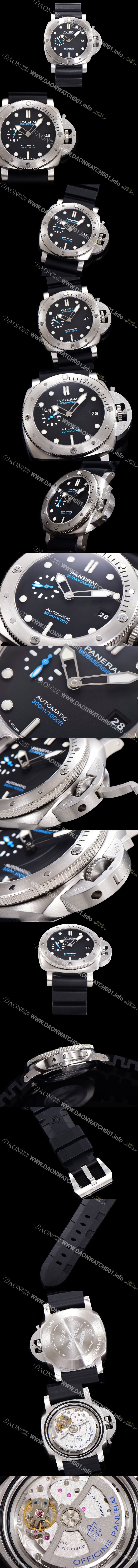 홍콩명품 [파네라이] 남성용 서브머시블 PAM01229 오토매틱 Cal P. 900 타입 44mm 우레탄 블랙다이얼 pan4406