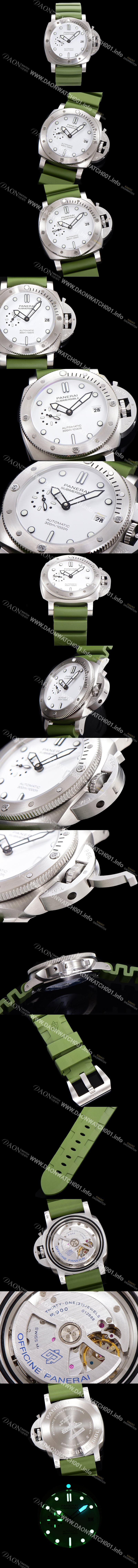 홍콩명품 [파네라이] 남성용 서브머시블 PAM01226 오토매틱 Cal P. 900 타입 44mm 우레탄 화이트다이얼 pan6262