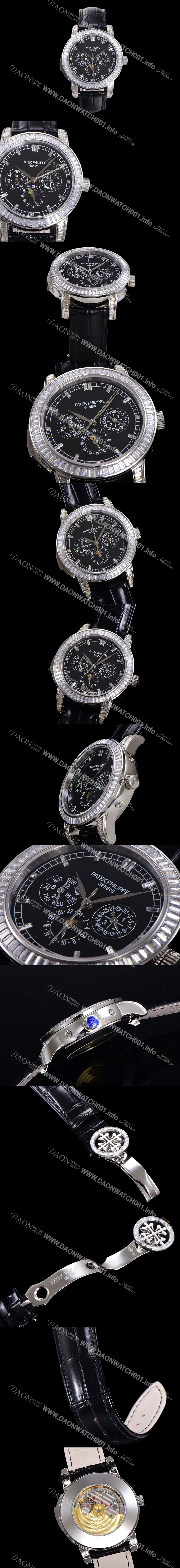 홍콩명품 [파텍필립] 남성용 Ref.5073P 그랜드 컴플리케이션 문페이즈 오토매틱 다이아몬드셋팅 42mm 가죽줄 블랙다이얼 pat9125