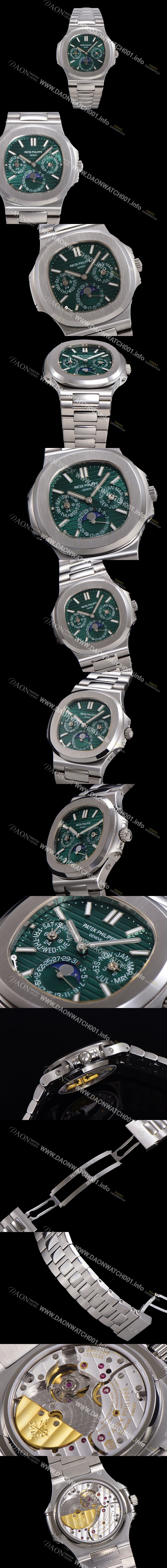 홍콩명품 [파텍필립] 남성용 Ref.5740 노틸러스 문페이즈 오토매틱 Cal.240 Q타입 40mm 메탈줄  그린다이얼 pat9961