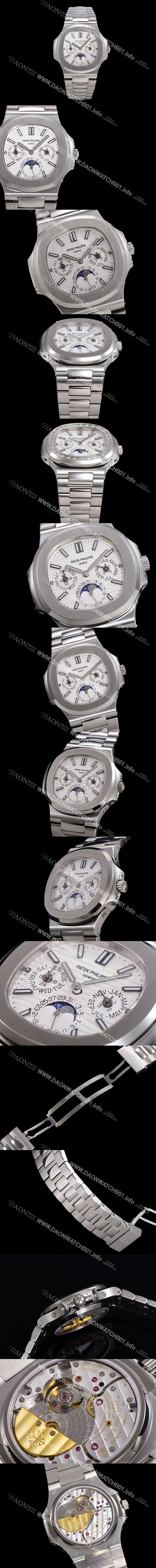 홍콩명품 [파텍필립] 남성용 Ref.5740 노틸러스 문페이즈 오토매틱 Cal.240 Q타입 40mm 메탈줄  화이트다이얼 pat9951