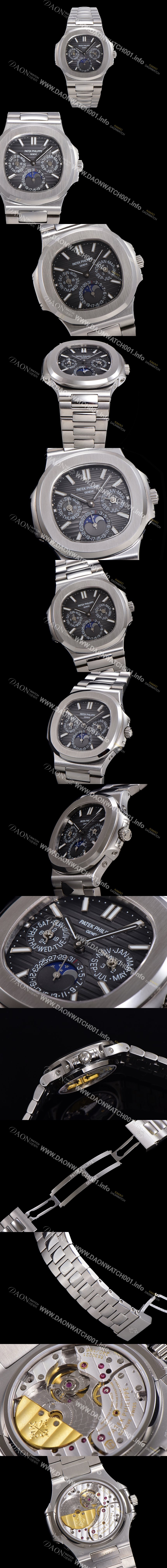 홍콩명품 [파텍필립] 남성용 Ref.5740 노틸러스 문페이즈 오토매틱 Cal.240 Q타입 40mm 메탈줄  그레이다이얼 pat9911