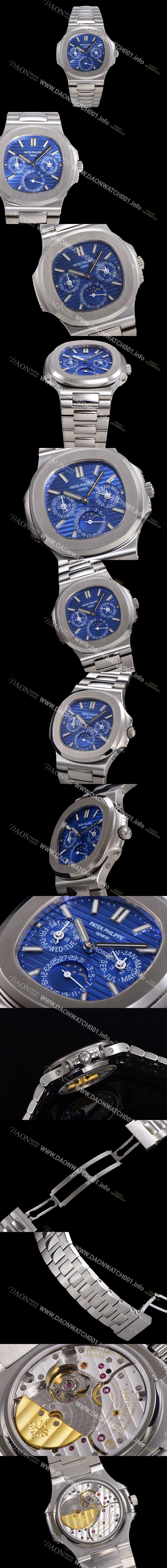 홍콩명품 [파텍필립] 남성용 Ref.5740 노틸러스 문페이즈 오토매틱 Cal.240 Q타입 40mm 메탈줄  블루다이얼 pat3512