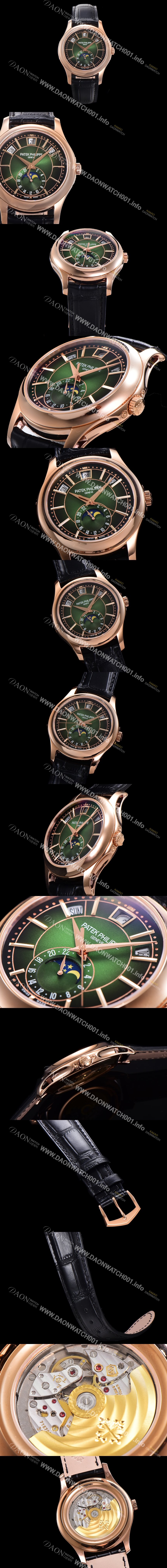 홍콩명품 [파텍필립] 남성용 컴플리케이션 5205R-011 오토매틱 Cal.324 S C 문페이즈  40mm  가죽줄 그린다이얼 pat5121