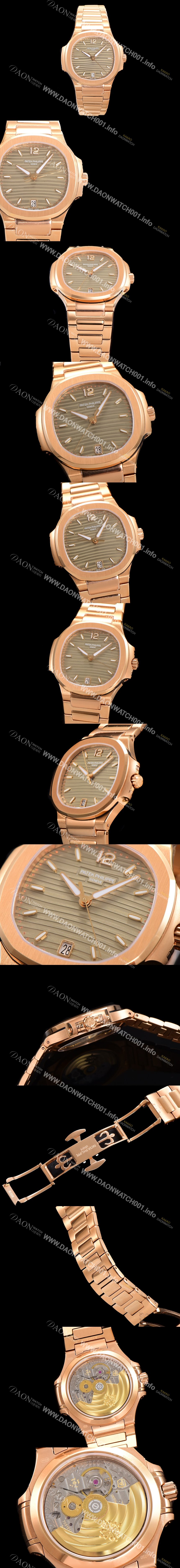 홍콩명품 [파텍필립] 여성용 노틸러스 7118 레이디스 오토매틱 Cal.324 S C타입 35.2mm 18K로즈골드 그레이다이얼 pat4642