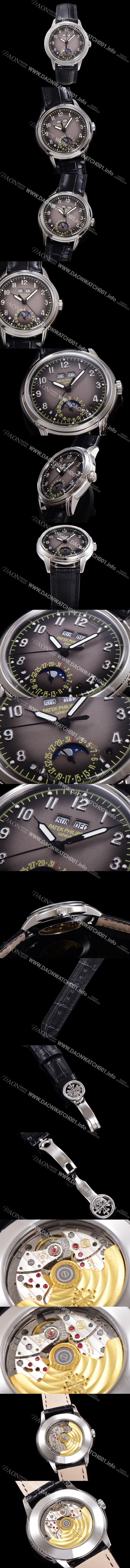 홍콩명품 [파텍필립] 남성용 퍼페추얼 캘린더 오토매틱 PP Cal.324 타입 40mm 가죽줄 문페이즈 그레이다이얼 pat20748