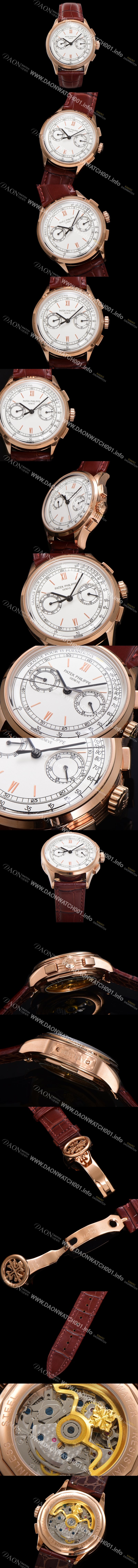 홍콩명품 [파텍필립] 남성용 컴플리케이션 5170G 크로노그래프 18k로즈골드 오토매틱 7750 타입 39mm 가죽줄 화이트 다이얼 pat2207