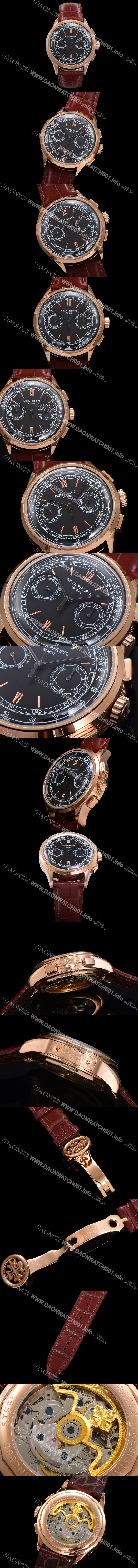 홍콩명품 [파텍필립] 남성용 컴플리케이션 5170G 크로노그래프 18k로즈골드 오토매틱 7750 타입 39mm 가죽줄 블랙 다이얼 pat2208
