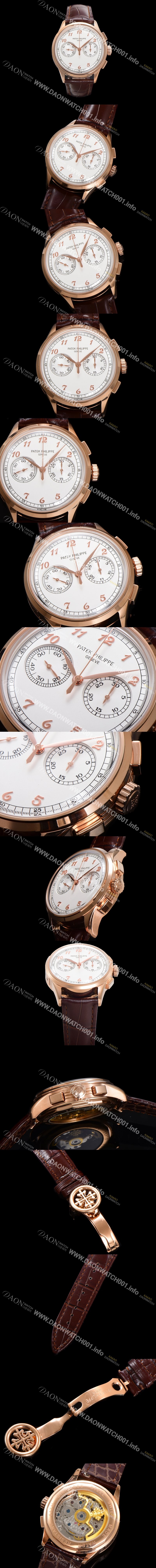 홍콩명품 [파텍필립] 남성용 컴플리케이션 5170G 크로노그래프 18k로즈골드 오토매틱 7750 타입 39mm 가죽줄 화이트 다이얼 pat2212