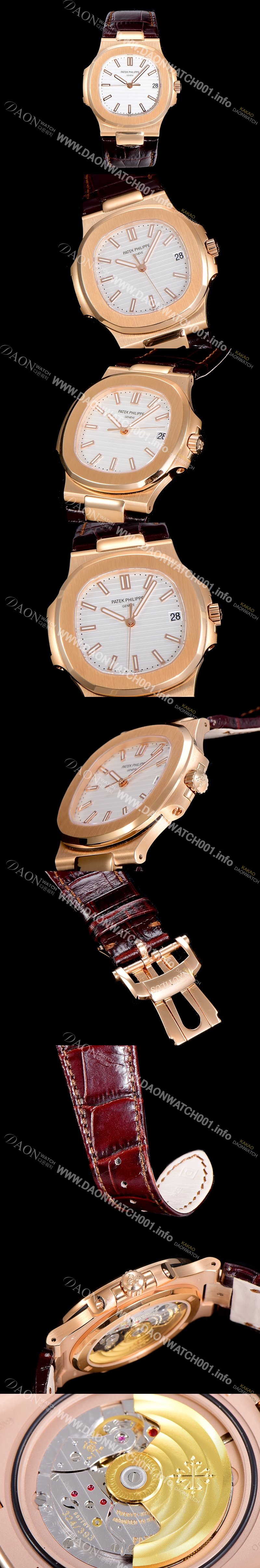 홍콩명품 [파텍필립] 남성용 노틸러스 5711J 암스테르담 빈티지 18k로즈골드 Cal.324 S C타입무브 오토매틱 40미리 가죽스트랩/줄 화이트다이얼 PAT79935
