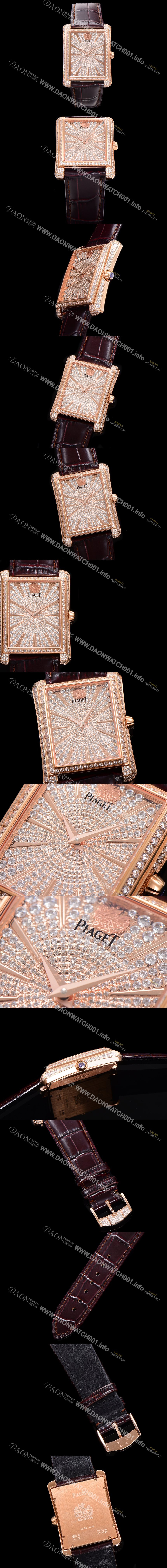 홍콩명품 [피아제] 남성용 블랙티 오토매틱 ETA2824-2 타입 32mm 풀 다이아몬드 셋팅 / 18K로즈골드 보석다이얼 pia8824