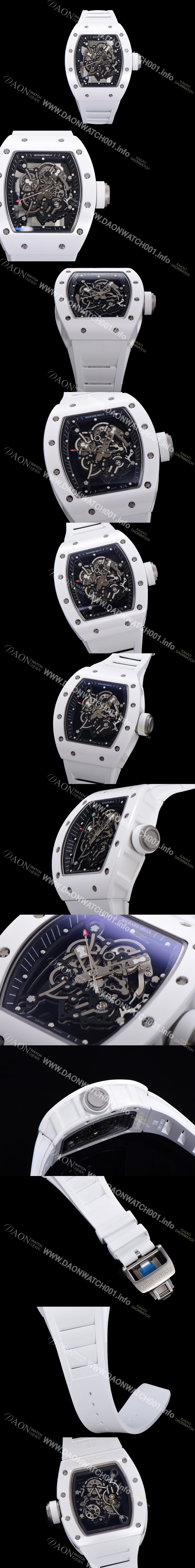 홍콩명품 [리차드밀레] 남성용 RM055 세라믹 제질 수동형 무브먼트 50미리 러버밴드 스켈레톤 다이얼 RIC00117