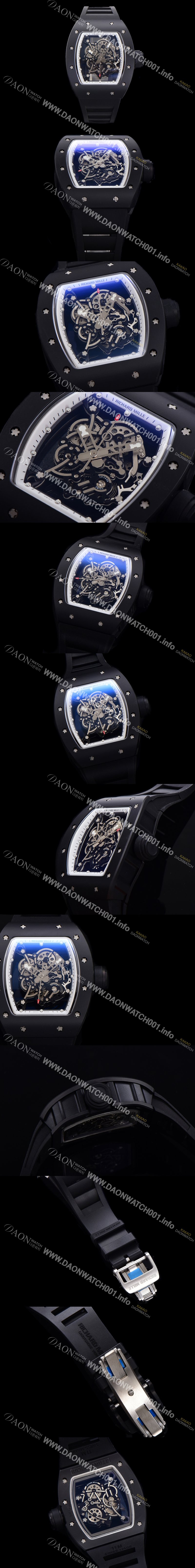 홍콩명품 [리차드밀레] 남성용 RM055 블랙 PVD코딩 스켈레톤 다이얼 러버 스트랩 기계식 수동형 무브먼트 RIC03619