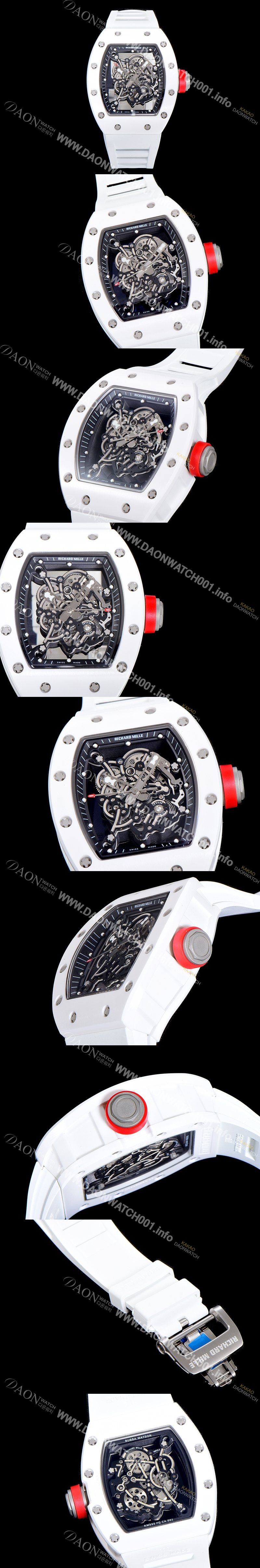홍콩명품 [리차드밀레] 남성용 RM055 세라믹 제질 수동형 무브먼트 50미리 러버밴드 스켈레톤 다이얼 RIC04501
