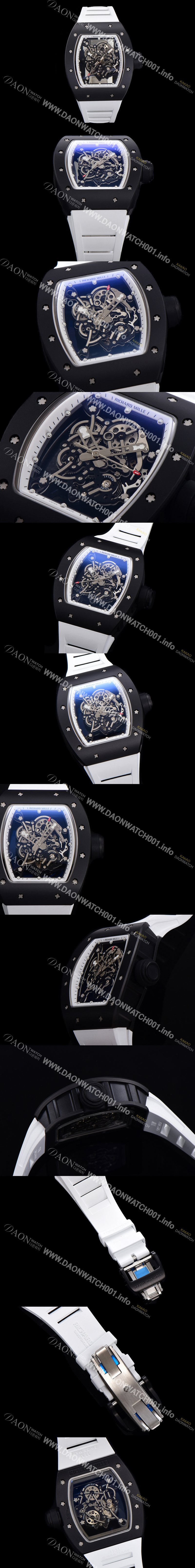 홍콩명품 [리차드밀레] 남성용 RM055 블랙 PVD코딩 스켈레톤 다이얼 러버 스트랩 기계식 수동형 무브먼트 RIC07172