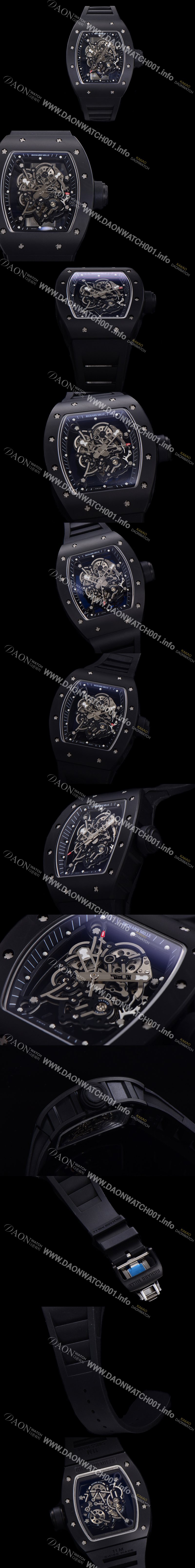 홍콩명품 [리차드밀레] 남성용 RM055 블랙 PVD코딩 스켈레톤 다이얼 러버 스트랩 기계식 수동형 무브먼트 RIC07173