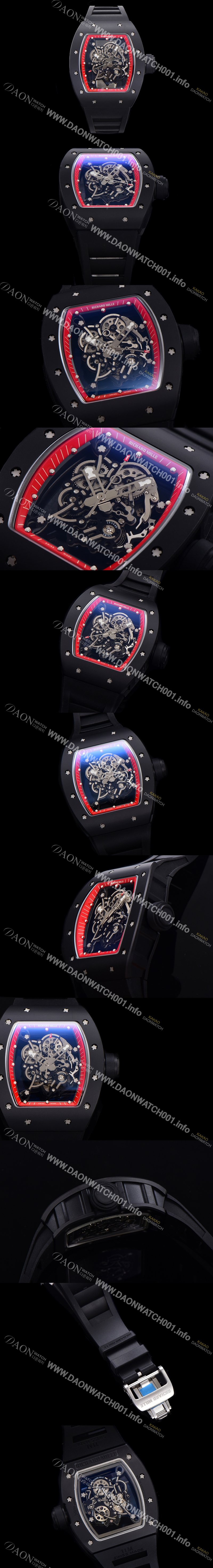 홍콩명품 [리차드밀레] 남성용 RM055 블랙 PVD코딩 스켈레톤 다이얼 러버 스트랩 기계식 수동형 무브먼트 RIC07175