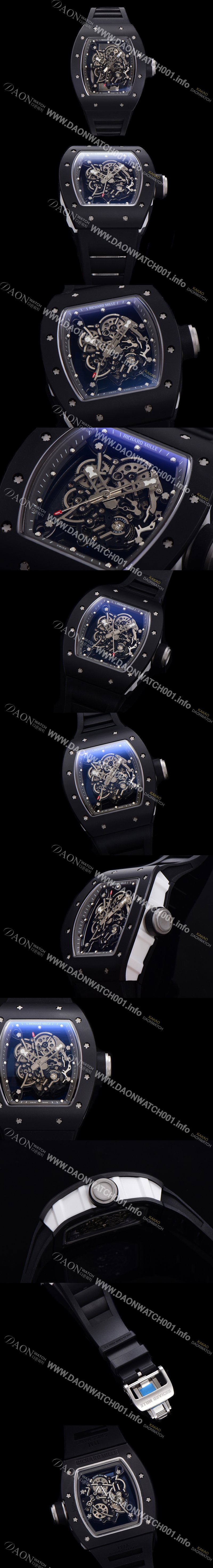 홍콩명품 [리차드밀레] 남성용 RM055 블랙 PVD코딩 스켈레톤 다이얼 러버 스트랩 기계식 수동형 무브먼트 RIC07650