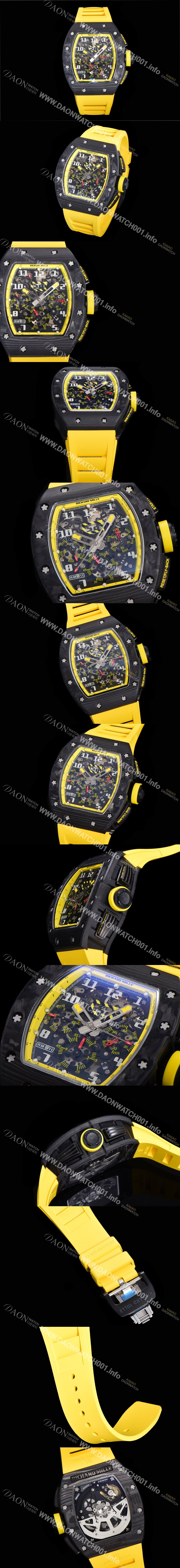 홍콩명품 [리차드밀레] 남성용 RM011 100% 포지드 카본 케이스 스켈레톤 다이얼 신형 SHANGHAI ETA 7750B-2 크로노그래프 오토매틱 무브먼트 RIC08685