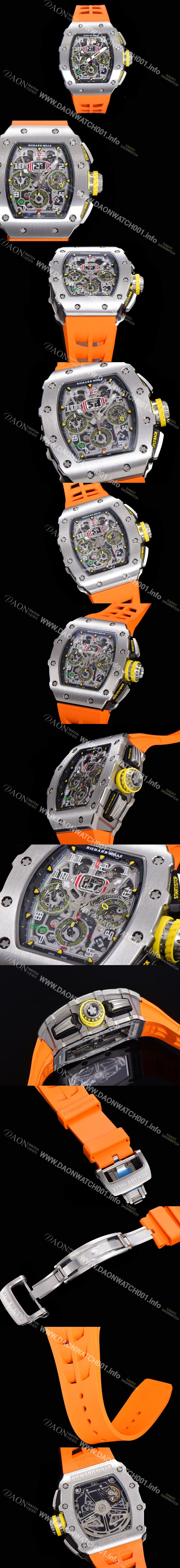 홍콩명품 [리차드밀레] 남성용 최고급형 RM11-03 플라이백 크로노그래프 50미리 스켈레톤 다이얼 오토매틱 무브먼트 RIC09641