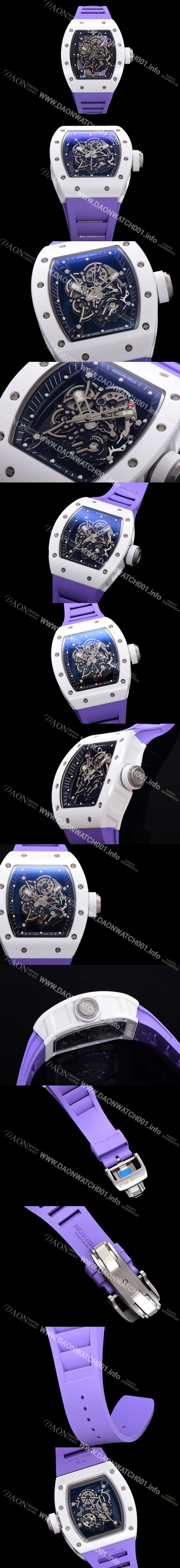 홍콩명품 [리차드밀레] 남성용 RM055 세라믹 제질 수동형 무브먼트 50미리 러버밴드 스켈레톤 다이얼  RIC73940