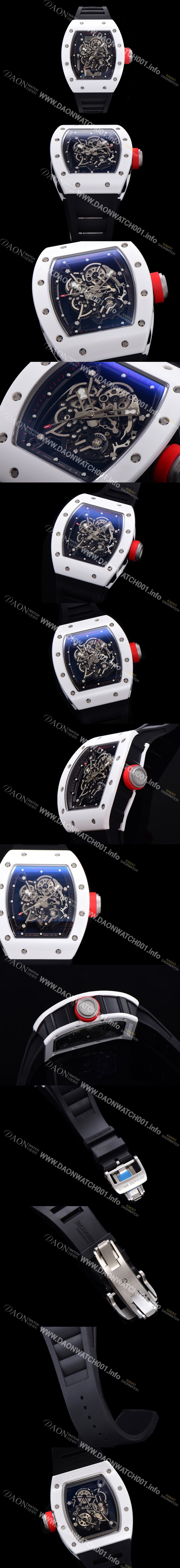 홍콩명품 [리차드밀레] 남성용 RM055 세라믹 제질 수동형 무브먼트 50미리 러버밴드 스켈레톤 다이얼  RIC73941