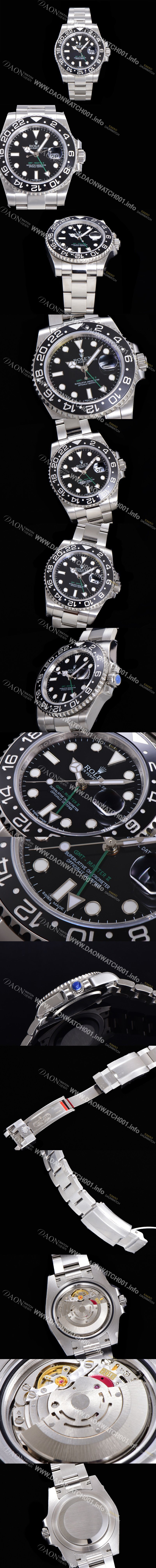 홍콩명품 [로렉스] 남성용 904L 스틸!! 2022신형 지엠티 마스터II 116710LN-78200 듀얼 타임 24시간 회전 베젤 신형 Cal. 3186 오토매틱 무브먼트 블랙 다이얼 브레이슬릿 ROL03160