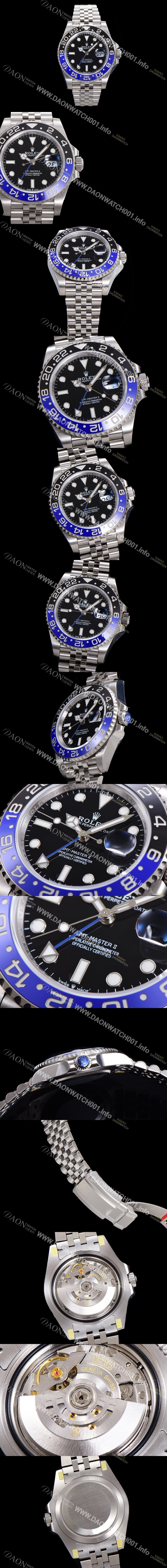 홍콩명품 [로렉스] 남성용 신형 지엠티 마스터II 최종형 m126710 (베트걸) 파워에이드 904L스틸 !! 신형 Cal. 3285 오토매틱 무브먼트 듀얼 타임 블루/블랙 투톤 24시간 회전 베젤 블랙 다이얼 ROL05953