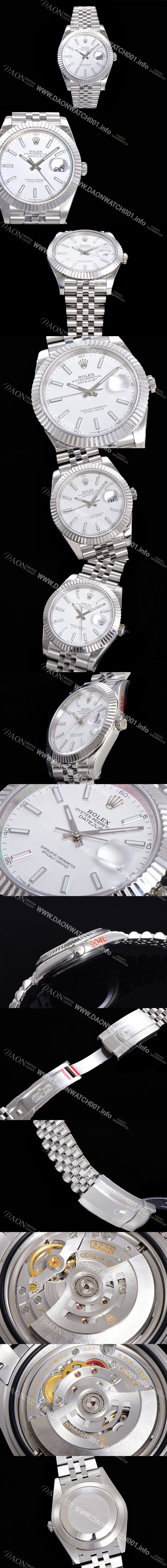 홍콩명품 [로렉스] 남성용 904L스틸!! 2022신형 데이저스트 41mm II m126334 화이트 다이얼 야광 스틱 인덱스 스틸 브레이슬릿 신형 Cal.3235 오토매틱 무브먼트 ROL06096