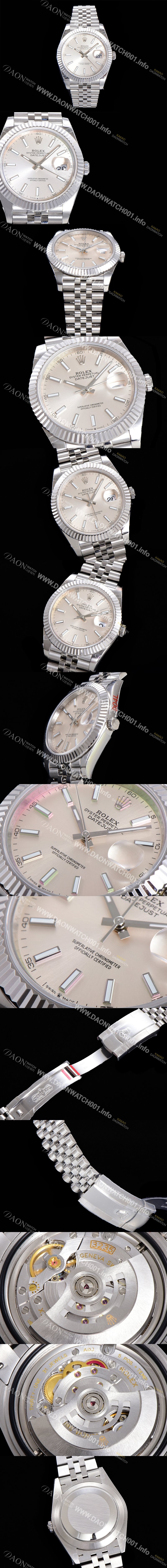 홍콩명품 [로렉스] 남성용 904L스틸!! 2022신형 데이저스트 41mm II m126334 실버 다이얼 야광 스틱 인덱스 스틸 브레이슬릿 신형 Cal.3235 오토매틱 무브먼트 ROL06101