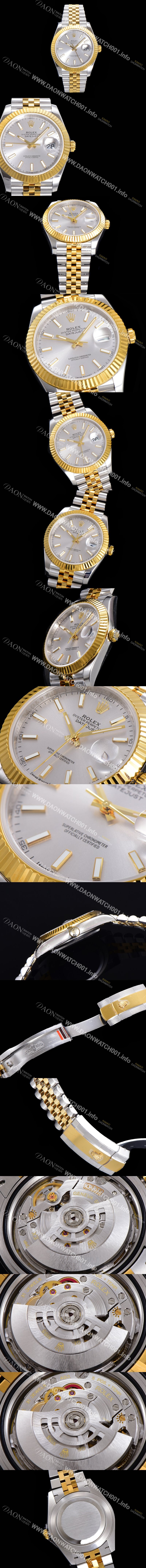 홍콩명품 [로렉스] 남성용 904L스틸!! 2022신형 데이져스트 41mm II 126333 !! 18K 옐로골드 실버 다이얼 브레이슬릿 신형 Cal.3235 오토매틱 무브먼트 ROL09329