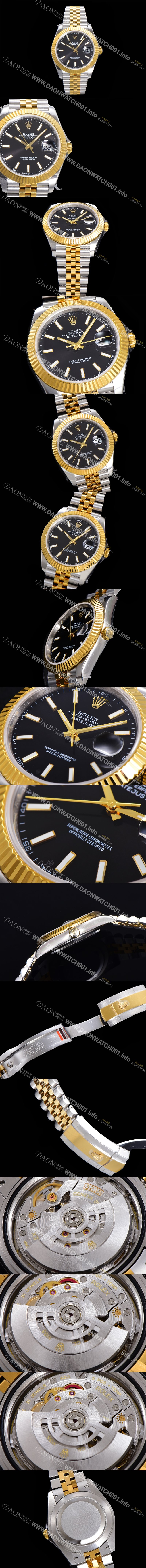 홍콩명품 [로렉스] 남성용 904L스틸!! 2022신형 데이져스트 41mm II 126333 !! 18K 옐로골드 블랙 다이얼 브레이슬릿 신형 Cal.3235 오토매틱 무브먼트 ROL09330