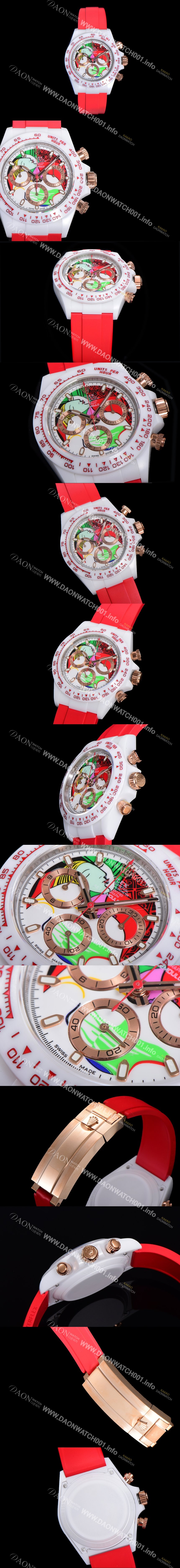 홍콩명품 [로렉스] 남성용 세라믹 데이토나 크로노그래프 오토매틱 A7750-2 타입 40mm 세라믹재질 러버우레탄줄 래드다이얼  rol1211