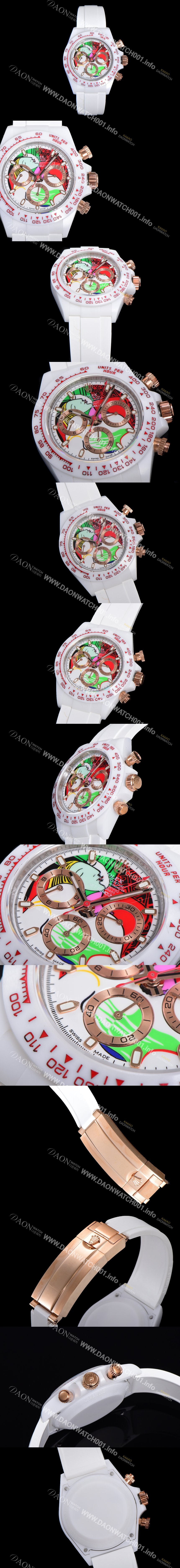 홍콩명품 [로렉스] 남성용 세라믹 데이토나 크로노그래프 오토매틱 A7750-2 타입 40mm 세라믹재질 러버우레탄줄 래드다이얼 rol9151