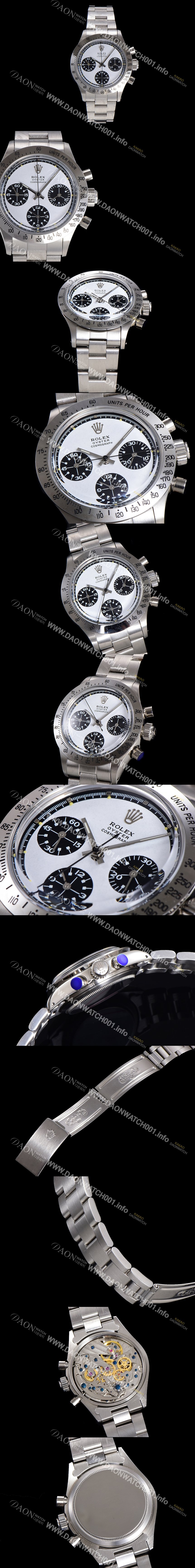 홍콩명품 [로렉스] 남성용 1965년 모델 클래식 코스모그래프 데이토나  Ref.6239 수동감기/기계식 37mm 스크류 다운 푸셔 메탈줄 화이트다이얼 rol9911
