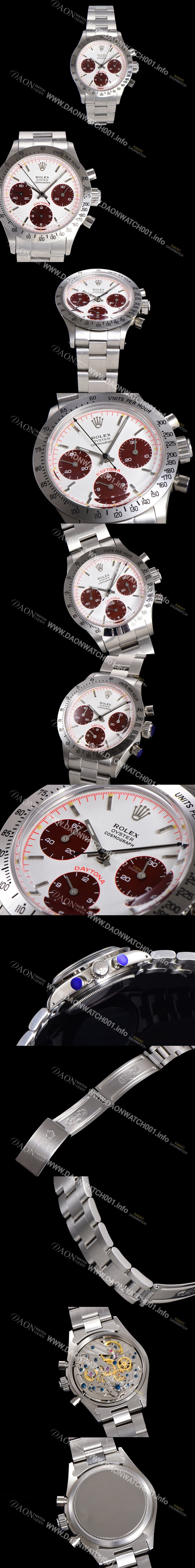 홍콩명품 [로렉스] 남성용 1965년 모델 클래식  코스모그래프 데이토나  Ref.6239 수동감기/기계식 37mm 스크류 다운 푸셔 메탈줄 화이트다이얼 rol2599