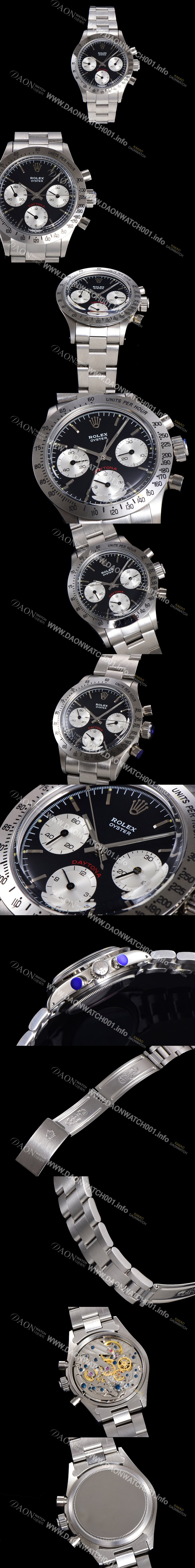 홍콩명품 [로렉스] 남성용 1965년 모델  클래식 코스모그래프 데이토나  Ref.6239 수동감기/기계식 37mm 스크류 다운 푸셔 메탈줄 블랙다이얼 rol1951