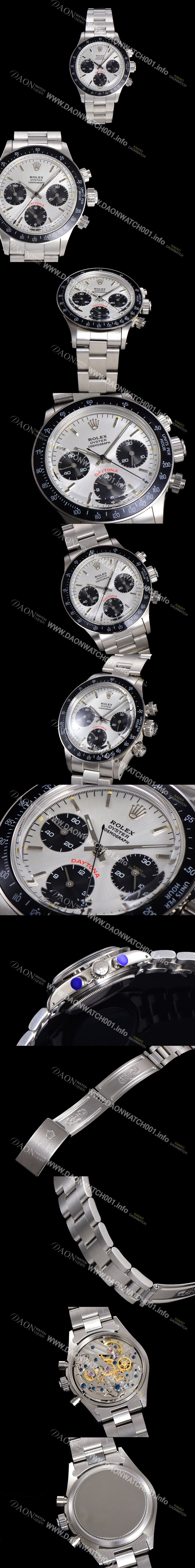 홍콩명품 [로렉스] 남성용 1965년 모델 클래식 코스모그래프 데이토나 Ref.6241 수동감기/기계식 37mm 스크류 다운 푸셔 메탈줄 화이트다이얼 rol1193