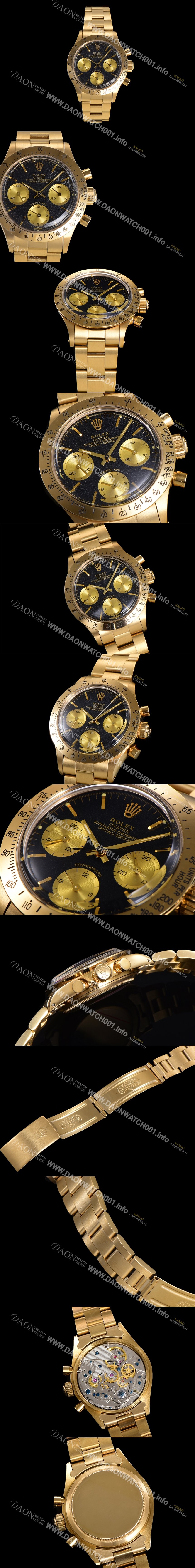 홍콩명품 [로렉스] 남성용1965년 모델 클래식  코스모그래프 데이토나  Ref.6239 수동감기/기계식 37mm 18K옐루골드 스크류 다운 푸셔 메탈줄 블랙다이얼 rol5391