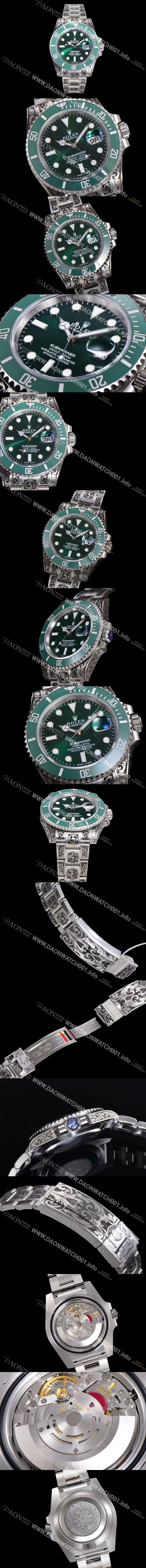 홍콩명품 [로렉스] 남성용 서브마리너 오토매틱 Cal.3135 타입 40mm 904L메탈+무늬 그린다이얼 rol1923