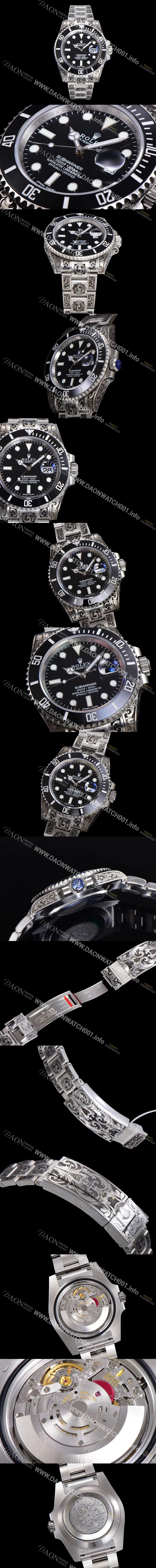 홍콩명품 [로렉스] 남성용 서브마리너 오토매틱 Cal.3135 타입 40mm 904L메탈+무늬 블랙다이얼  rol9151