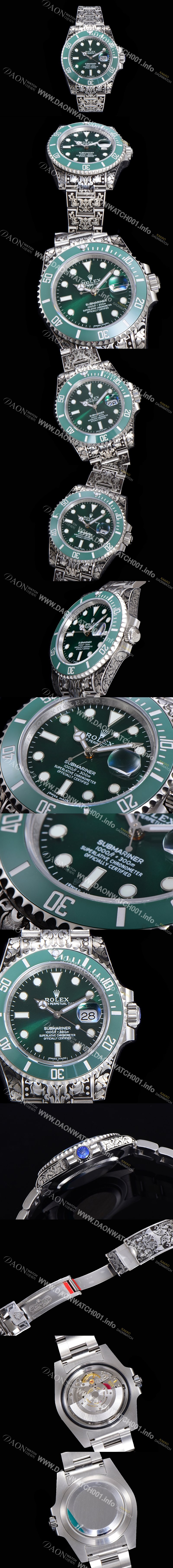 홍콩명품 [로렉스] 남성용 서브마리너 오토매틱 Cal.3135 타입 40mm 904L메탈+무늬 그린다이얼  rol5191