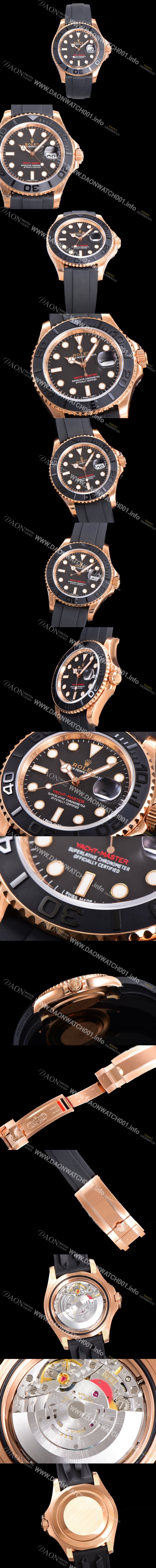 홍콩명품 [로렉스] 남성용 신형 출시!  요트마스터 m126655-0002 오토매틱 Cal.3135 타입 40mm 18K 로즈골드 도금  블랙 무광 세마릭 베젤 우레탄줄 블랙다이얼  rol1359