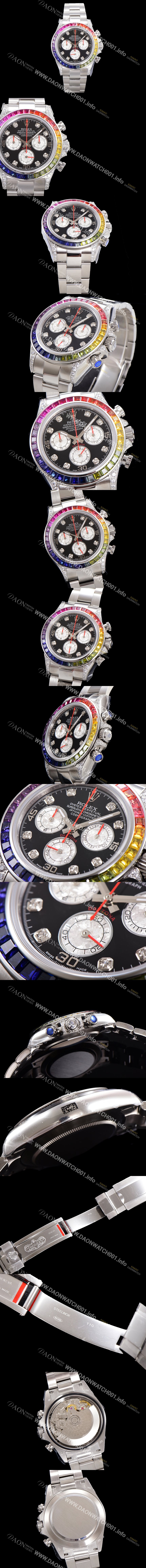 홍콩명품 [로렉스] 남성용 데이토나 오이스터 다이아/큐빅 ETA7750-2 타입 오토매틱 크로노그래프 40mm 블랙다이얼 rol2624