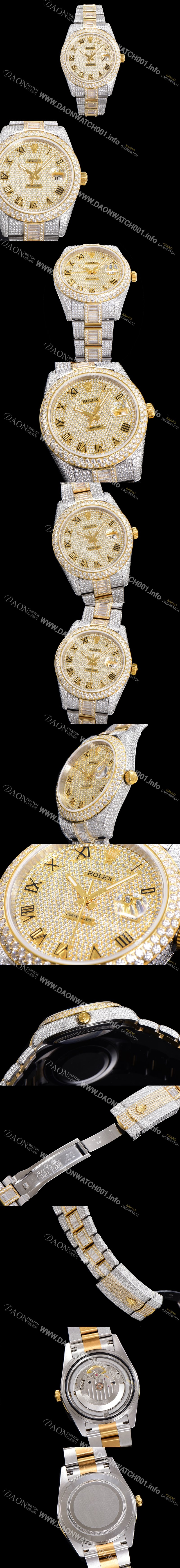 홍콩명품 [로렉스] 남성용 수제공정형 다이아 18K 옐루골드 튜닝 데이져스트 오토매틱 ETA 2824-2 41mm 보석다이얼 rol46499